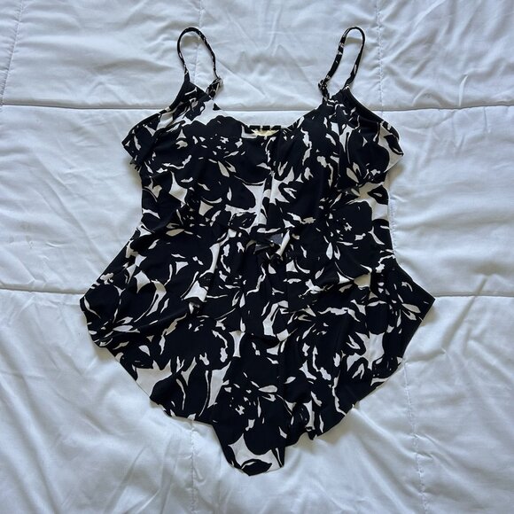 Magic Suit by Miraclesuit Swimsuit Tankini Top Womens 14 Black White Beach - Picture 1 of 7